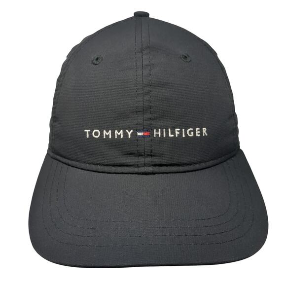 Tommy Hilfiger Strapback Baseball Hat Black One Size Embroidered Logo - Picture 1 of 10